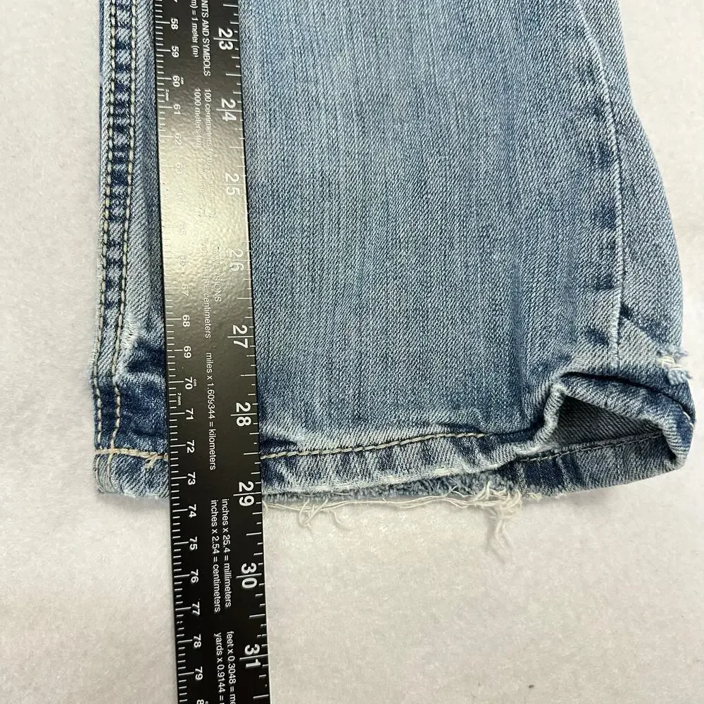 BKE Aiden Straight Leg Denim Jeans Medium Wash Contrast Embroidered Size 26x29